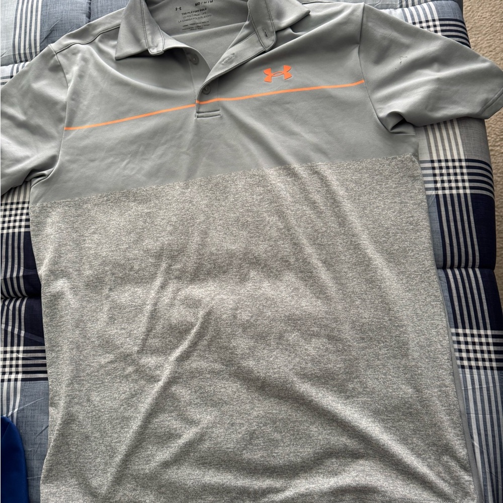 Under Armour Men's Gray and Orange Polo Shirt
